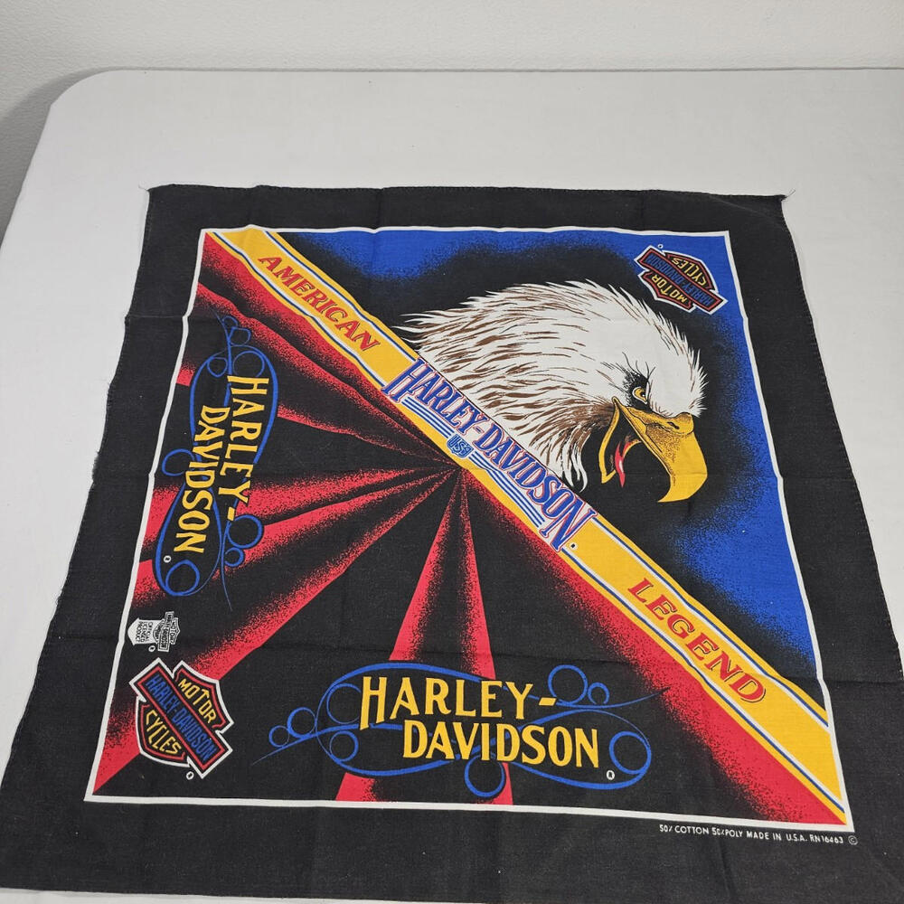 Vintage HARLEY DAVIDSON BANDANA "America Legend" MADE IN U.S.A. Black. - Picture 1 of 8